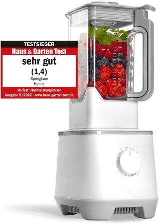 Високопродуктивний блендер SPRINGLANE Hanno Смузі-машина 2000 Вт 32000 об/хв з функцією самоочищення з буклетом рецептів і товкачем (білий, 1-й блендер)