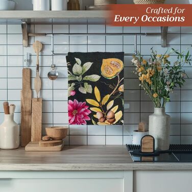 Набір із 3 багатоцільових кухонних рушників Maison d&39 Hermine Rural Christmas, 100 бавовна Барні рушники День подяки/Різдво (50 см x 70 см) (08 - Гарбузовий сад - Хмарно-кремовий)