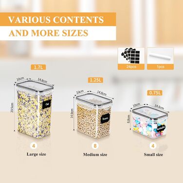 Контейнери для зберігання з кришками, набір 16 предметів, прозорі L LONGANCHANG