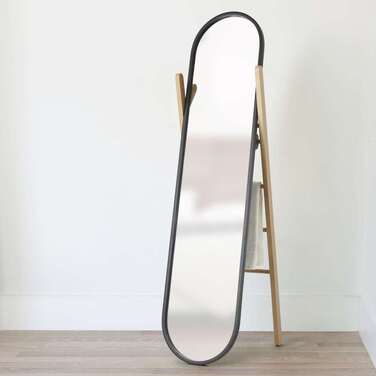 Дзеркало підлогове + вішалка 42,5х158х42,5 см чорне Hub Umbra