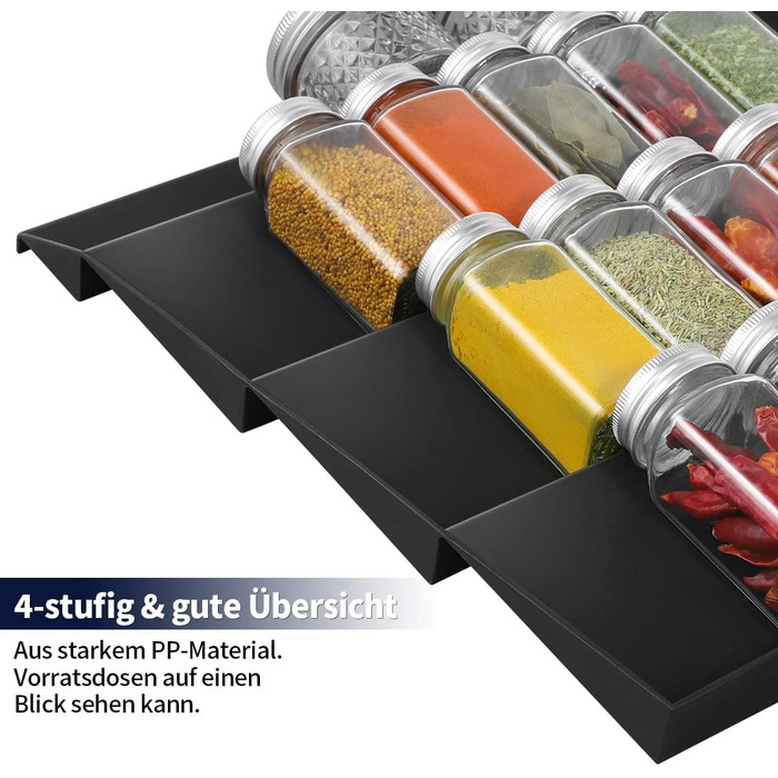 Організатор для спецій розсувний пластиковий, 30-60 см, чорний ionlyou