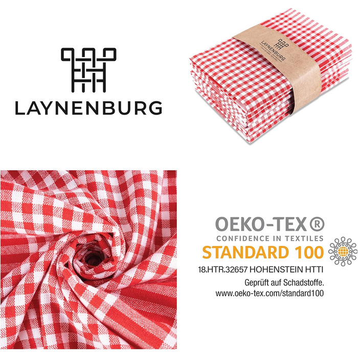 Набір із 10 кухонних рушників 45x65 см, червоні LAYNENBURG