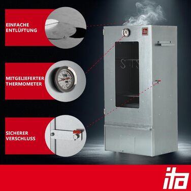 Коптильна шафа для холодного та гарячого копчення 28 x 40 x 81 см ITA