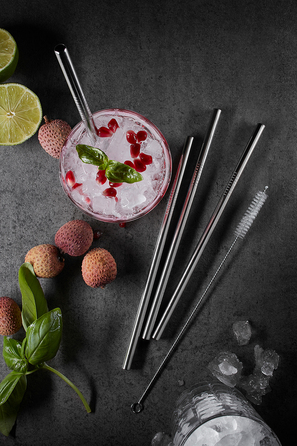 Набір трубочок для коктейлю 18 см, сталеві, 4 предмети Future Gefu