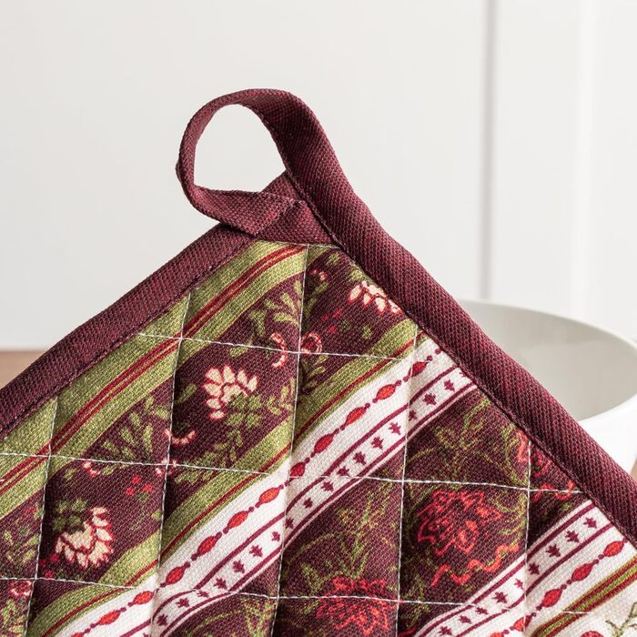 Рукавички для духовки Maison d&39 Hermine, підставки для каструль, 100 бавовна, термостійкі кухонні рукавички, рукавички для духовки (19 см x 33 см) та підставки для каструль (20 см x 20 см) для приготування їжі, Morzine - Рукавички для духовки на День по