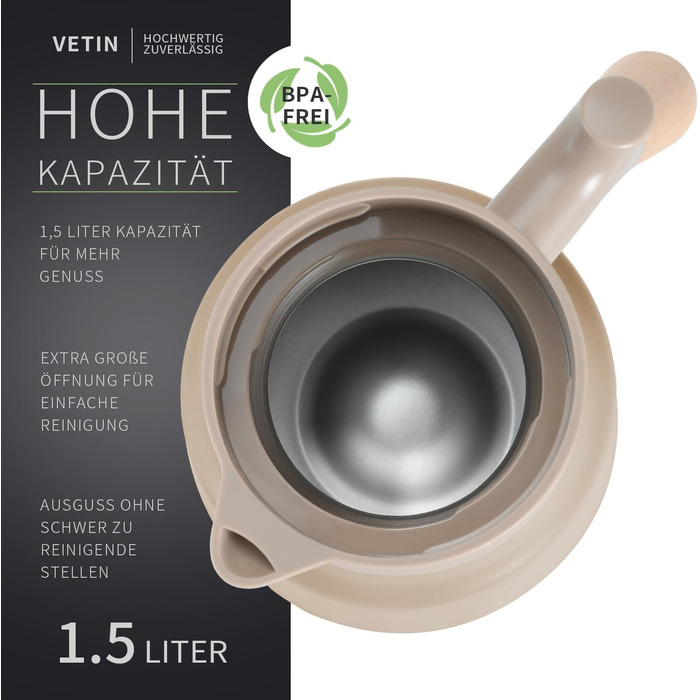 Термос-кавник 1,5 л нержавіюча сталь, хакі VETIN