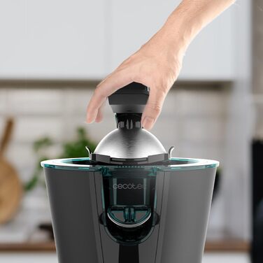 Соковижималка для цитрусових Cecotec Electric Arm 600 Steel. 600 Вт, ситечко з нержавіючої сталі, 2 знімні конуси, важіль, протикрапельна система, можна мити в посудомийній машині (чорний, EssentialVita Hyden)