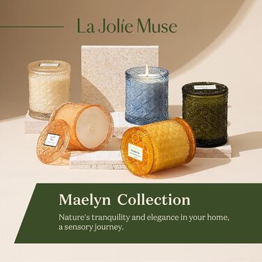 Ароматна свічка La Jole Muse у скляній свічці, подарунок для жінок, ароматичні свічки з сандаловим деревом для дому, час горіння 55 годин, 170 г. (Menta Al Limone)