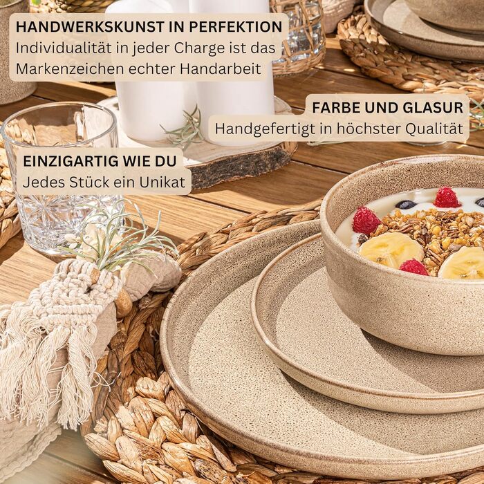 ОБІДНІ Комбінований сервіз на 6 персон, набір тарілок кавовий кухоль макаронна миска 30 шт. , набір посуду з кераміки посудомийна машина - мікрохвильова піч - стійкий до подряпин, набір посуду з кераміки КОЛЕКЦІЯ ЦІННОСТЕЙ (Каїр Мокко, столова тарілка 4 ш