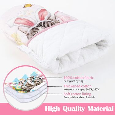 Різдвяний набір із 2 рукавичок для духовки та прихваток Arquiel, 100 бавовняні кулінарні рукавички, термостійкі кухонні рукавички для приготування їжі, різдвяні подарунки для жінок на декор кухні (Великдень 02, рукавички для духовки прихватки)