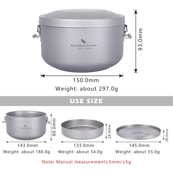 Титановый ланчбокс для кемпинга 900 мл Boundless Voyage