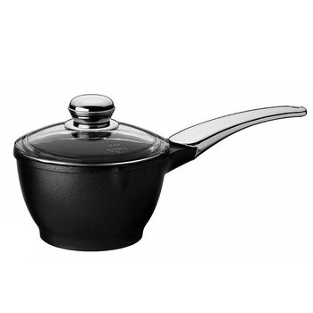 Ківш з металевою ручкою і скляною кришкою 16 см,  1.5 л Fusion steel RISOLI