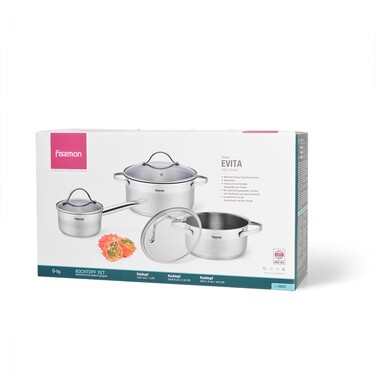 Набір посуду зі скляними кришками 6 предметів EVITA Fissman