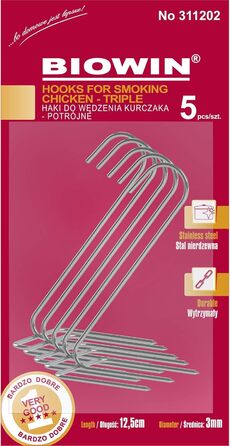 Набір гачків для коптильні з нержавіючої сталі 5 шт 14 см Browin
