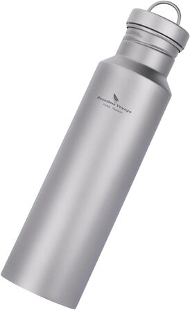 Титанова пляшка для води Відкритий кемпінг Одношарова металева пляшка для води з широким горлом Захист від протікання Спорт Їзда на велосипеді Піші прогулянки Пікнік Скелелазіння Біг Чай Кава Пляшка для напоїв (750 мл Ti3253d)