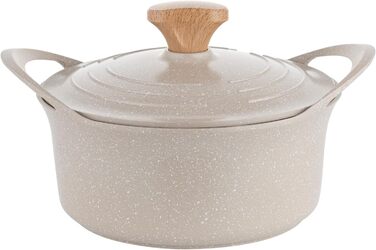 Алюмінієва каструля FLORINA 16 см 1,6 л Підходить для індукції Керамічне покриття, стійке до подряпин М&39яка ручка під дерево Термостійка Для всіх варильних поверхонь Легко миється (OSLO, 6,7 л - 28 см)