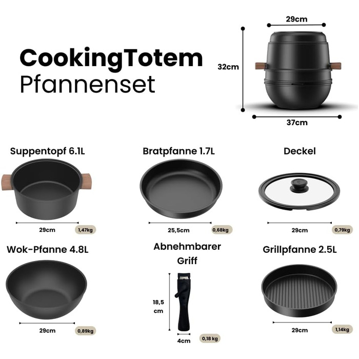 Набір кухонного посуду, 6 предметів CookingTotem