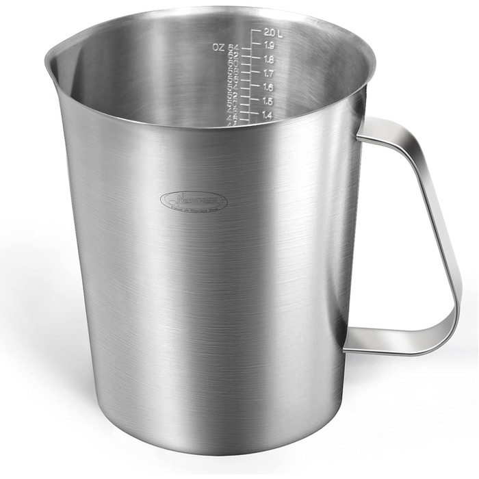 Мерный стакан Newness из нержавеющей стали, 1000 мл 3 измерительные весы, включая чашки, шкала ML, OZ Кувшин для молока с маркером с ручкой, мерный кувшин для молока (2000 мл (64 унции, 8 стаканов))