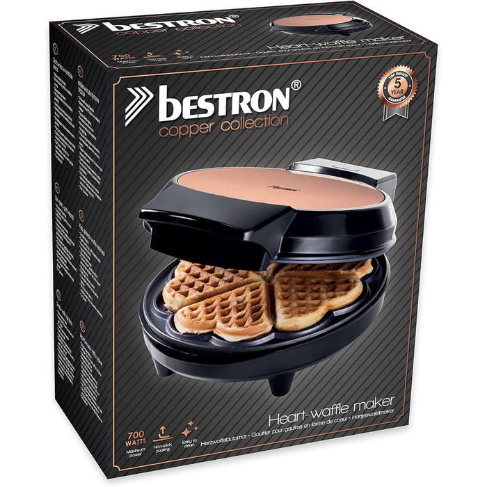 Вафельниця для вафель із серцем 700 Вт Bestron