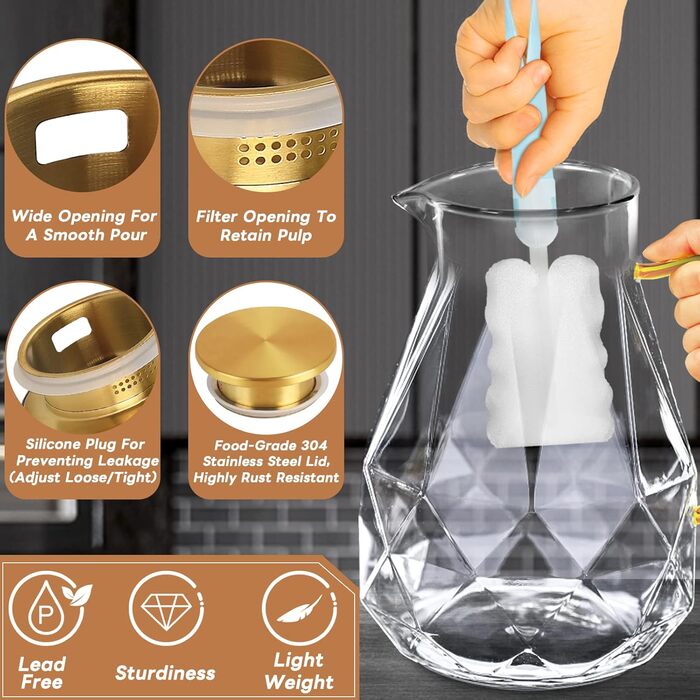 Скляний глечик для води з кришкою 2,2 л miudeco