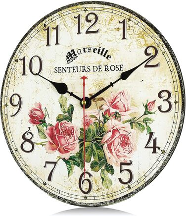 Безшумний настінний годинник Фіолетовий вінтажний, ретро дерев&39яний настінний годинник у стилі шеббі-шик Прикраса без цокання для вітальні, спальні, кухні, офісу 30 см (рожевий)