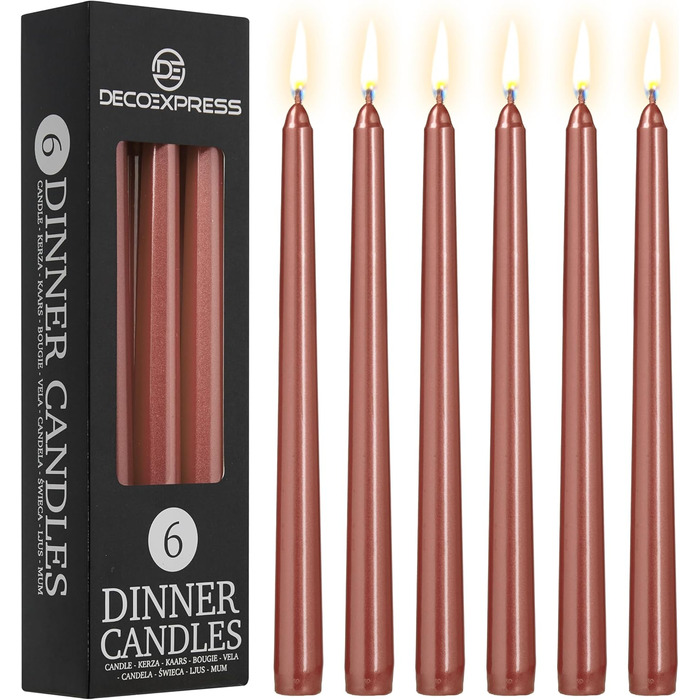 Набір з 6 конічних свічок 2,2 x 25 см, мідний DECO EXPRESS