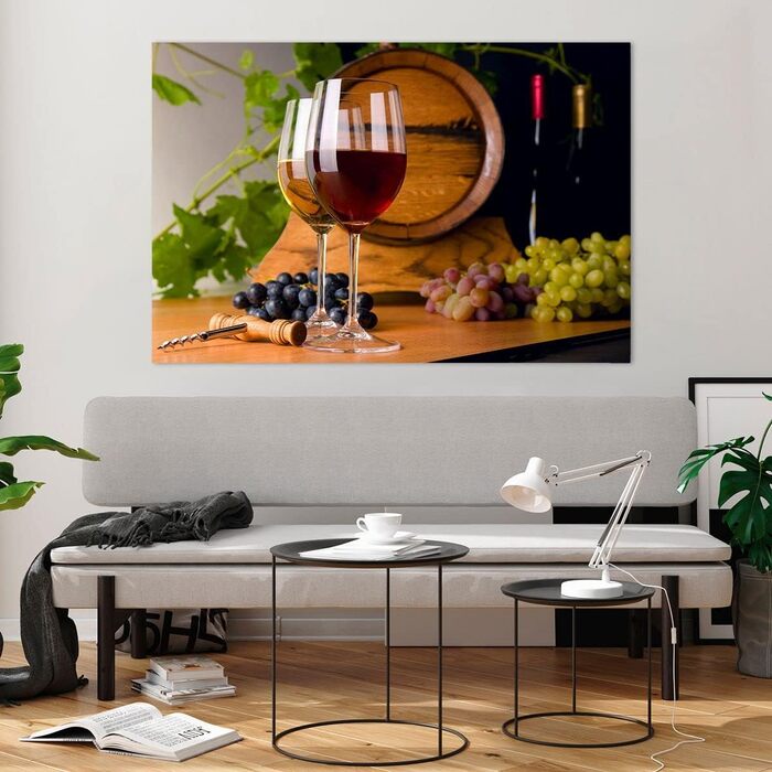 Настінні картини декор вітальні бочка з алкоголем пляшка напій картини на склі 120x80 см скляна картина спальня декор кухні настінне мистецтво друк мистецтва великий XXL настінна декорація картина зі скла сучасний GAA120x80-2238 120L x 80B см