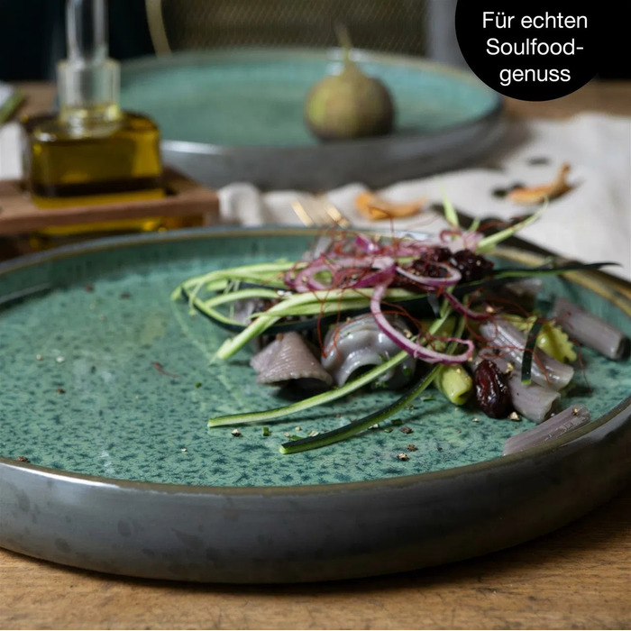 Набір з 4 обідніх тарілок 26 см, зелена реактивна глазур Moritz & Moritz