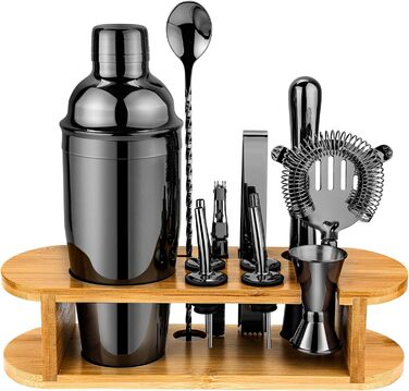 Набір для коктейлів 12 предметів чорний Cadobee