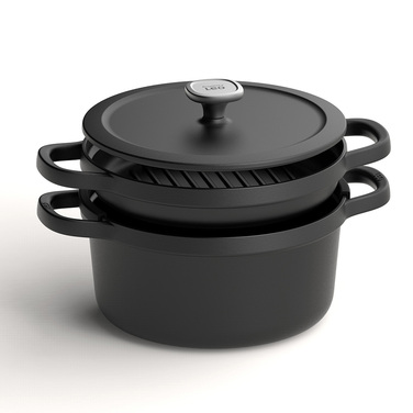 Сковорода-гриль BergHOFF LEO GRAPHITE з двома ручками, чавун, діам. 26 см, 2,1 л