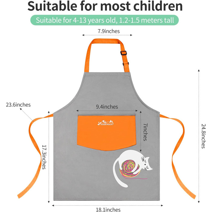 Фартух кухонний для дітей 46 х 60 см помаранчевий Viedouce