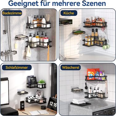 Набір кутових полиць для душу, 3 предмети, чорний YASONIC