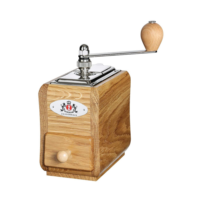 Кофемолка Zassenhaus SANTIAGO , Кофемолка из закаленной стали , Ручная кофемолка с ручным рукояткой , Обеспечивает точный и равномерный помол , Сохраняет ароматы кофе