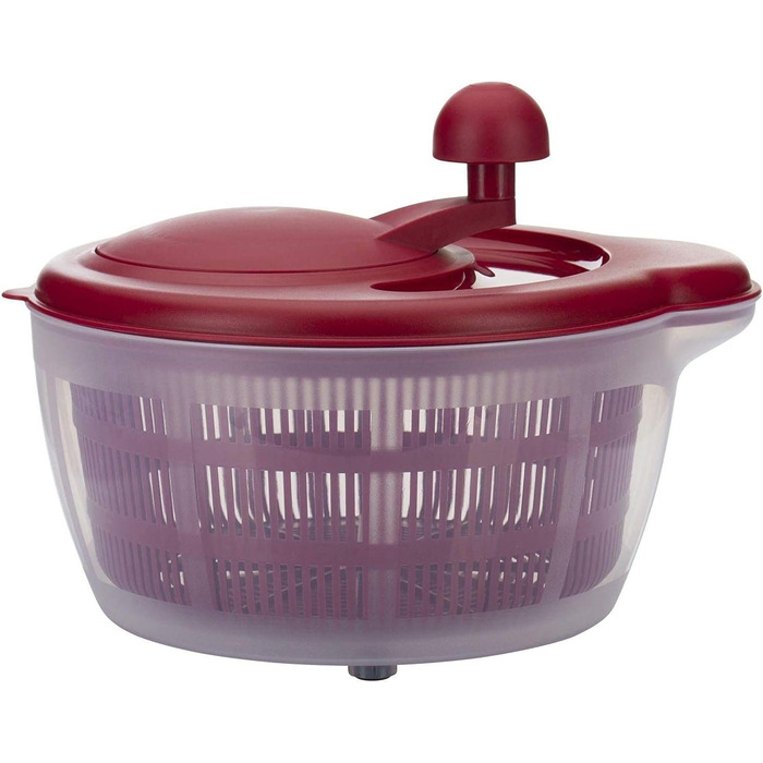 Вертушка для салату Westmark, об'єм 5 л, ø 26 см, пластик, без бісфенолу А, Fortuna, колір прозорий/червоний, 243222E2 (червоний, нековзний)