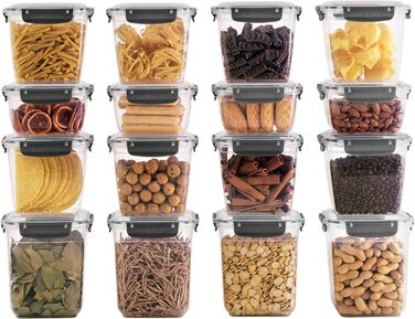 Набір банок для зберігання uandu Lock & Fresh 16, контейнери для зберігання харчових продуктів з кришками для харчових продуктів, мікрохвильова піч і морозильна камера, банки для зберігання з кришками, ящик для зберігання кухонний, банки для зберігання ге
