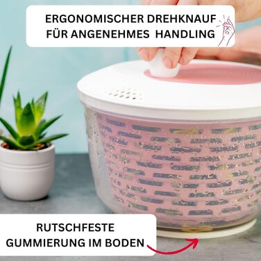 Спиннер для салата Westmark, Oбем 4.4 л, ø 23.5 см, пластик, не содержит бисфенола А, Spinderella, цвет прозрачный/белый/зеленый, 2430224A (розовый, стандартный)