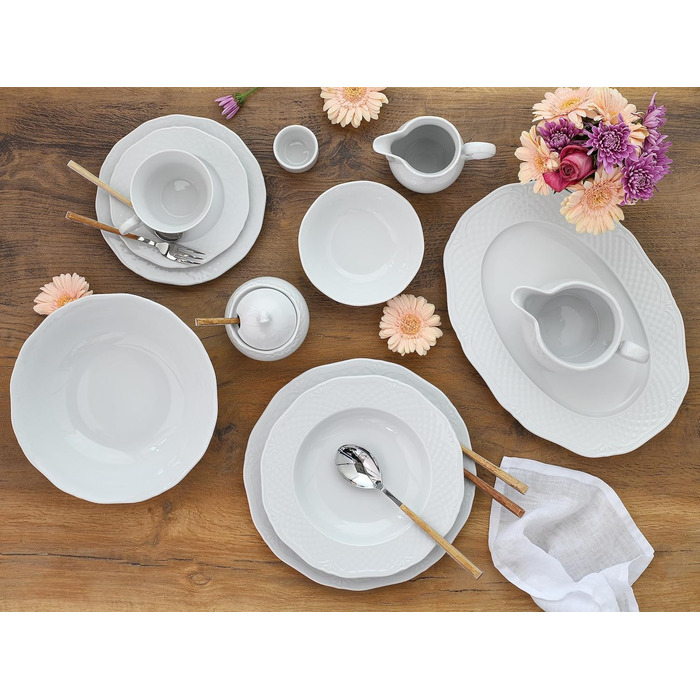 Набір посуду на 8 персон, 61 предмет, білий Arianne Creatable