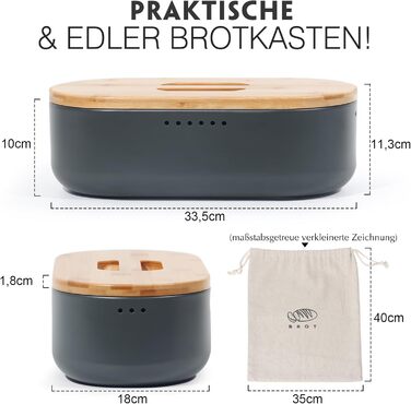 Маленька хлібниця з лляним мішок для хліба 33,5 x 18 x 11,3 см SYLANDO