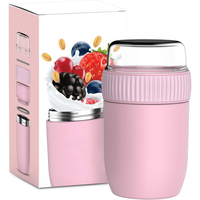 Контейнер для їжі для дому та в дорозі 600 мл рожевий Coninx