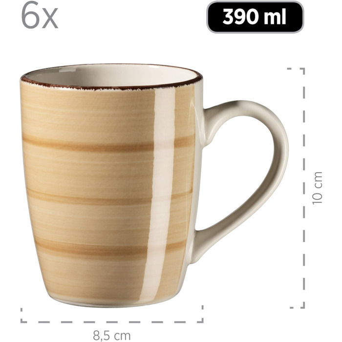 Вінтажний сніданок на 6 персон, кераміка з ручним розписом, набір посуду з 18 предметів, синій, керамограніт (бежевий), 931492 Bel Tempo II