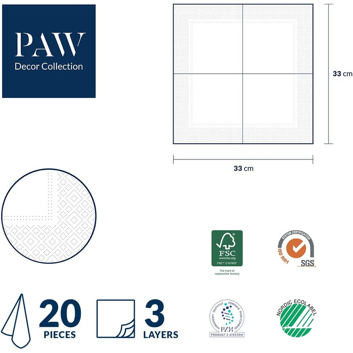 Серветки 3-шарові (33 x 33 см) I 20 шт. I Різнокольорові паперові серветки, ідеальні для різдвяного столу I Серветки - Різдво, зима, зірки, сніг, сніговики I (Подарунки від Санти)