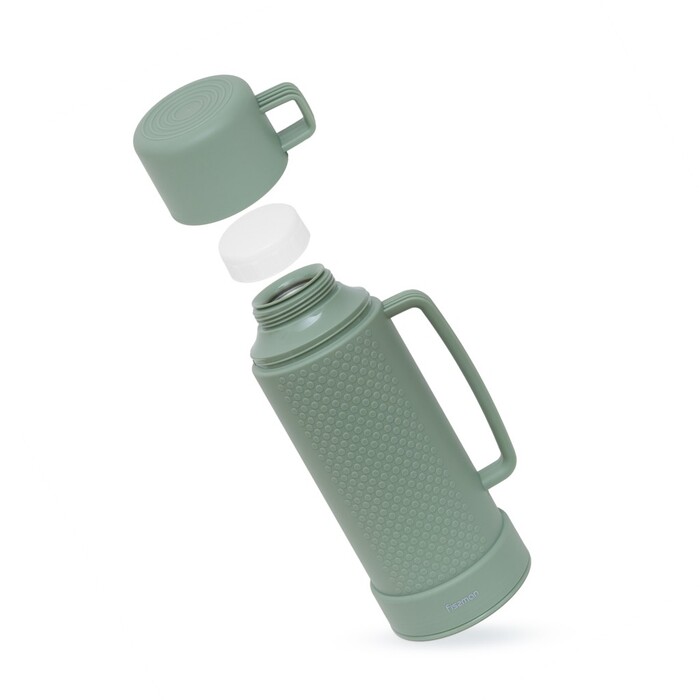 Термос Fissman 1000 мл, колір синій пластиковий корпус зі скляною колбою (19854)