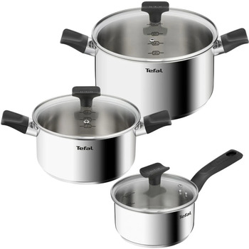 Tefal Delicious набор посуды, 6 предметов, нержавеющая сталь, бакелит, стекло