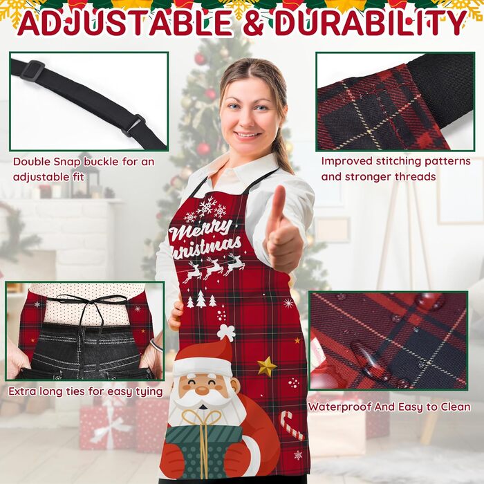 Набір з 4 різдвяних кухонних фартухів 90 x 100 см FunChaos