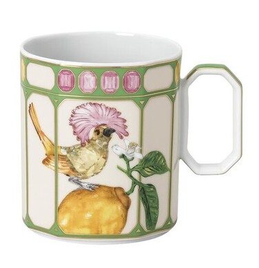 Кухоль з ручкою 0,39 л Королівська мухоловка в зеленій рамці, IDYLLIA Swarovski x Rosenthal