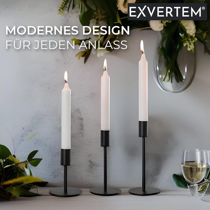 Набор из 3 черных подсвечников EXVERTEM