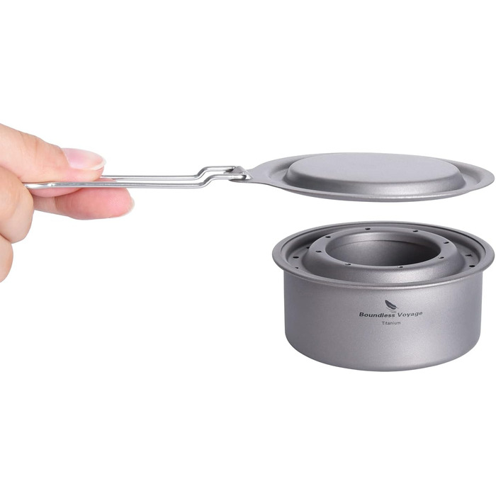 Безмежна подорож Кемпінг Титанова спиртова спиртова піч з підставкою для горщиків Відкритий піший туризм Рюкзак Міні-дров'яна піч пальник (Ti2011cc)