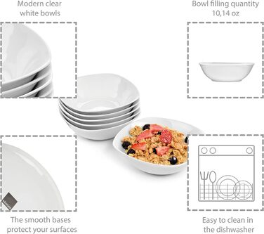 ПЕВЕЦ Белый столовый сервиз Bilgola, набор фарфоровой посуды из 30 предметов на 6 персон, набор тарелок округлого дизайна, обеденная тарелка (миски для хлопьев 6 шт.)