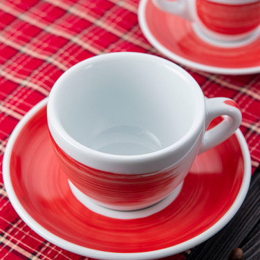 35118 Чашка cappuccino 180 мл Red stroke B 'Verona Millecolori Hand Painted Brush stroke B Red with