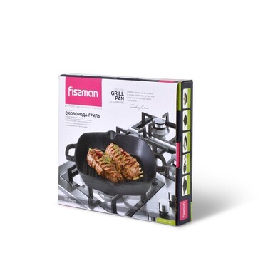 Квадратная сковорода-гриль Fissman 26x5 см с двумя боковыми ручками (4097)